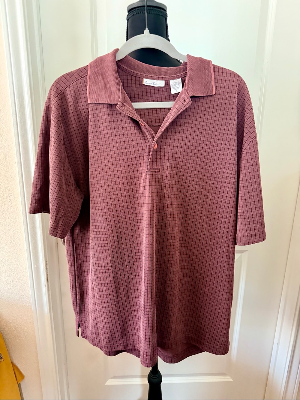 Vintage 90s Burma Bibas Men's Grid-Pattern Polo